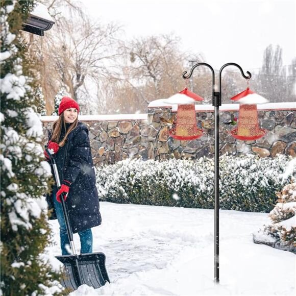 Double Shepherds Hooks for Outdoor, Heavy Duty Bird Feeder Pole with 5 Prong - Picture 2 of 8